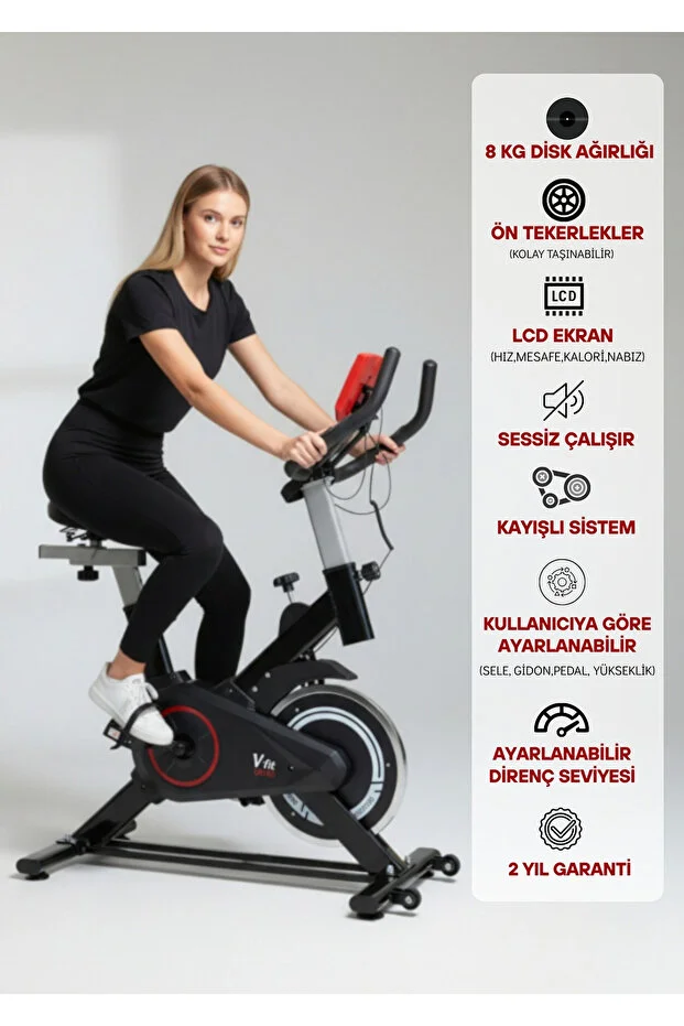 Voit Db100 Pro Spin Bike Elden Nabız Ölçer Direnci Ayarlanabilir Sessiz Çalışır